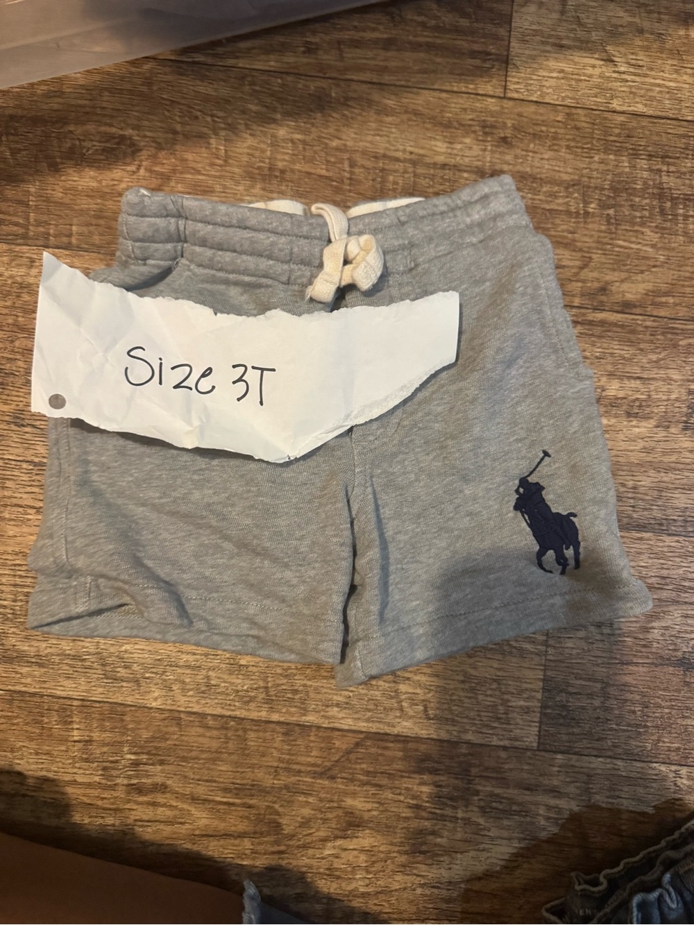 Polo by Ralph Lauren Heather Gray Kids Drawstring Shorts with Navy Polo Player